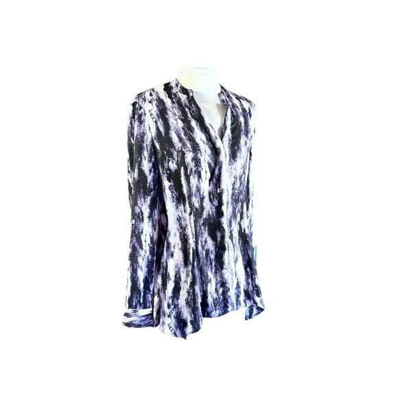 Simply Vera Vera Wang Long Sleeve Button Down Purple White Women Size Small - Picture 2 of 8